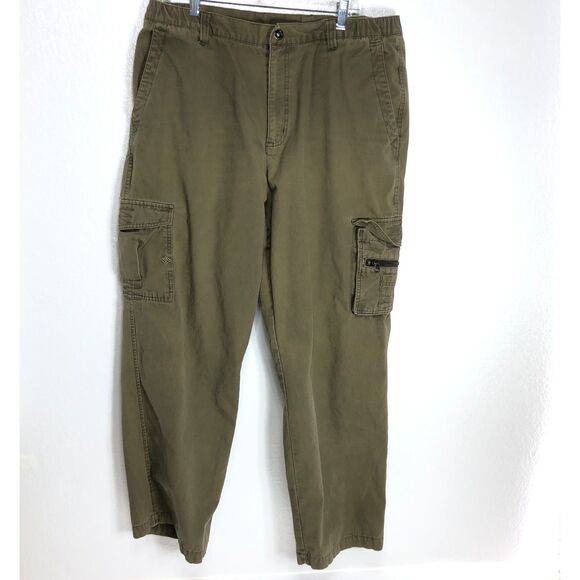 Columbia Sportswear Straight Leg Cargo Pants Olive Green Mens Large 36 29 - Picture 1 of 9